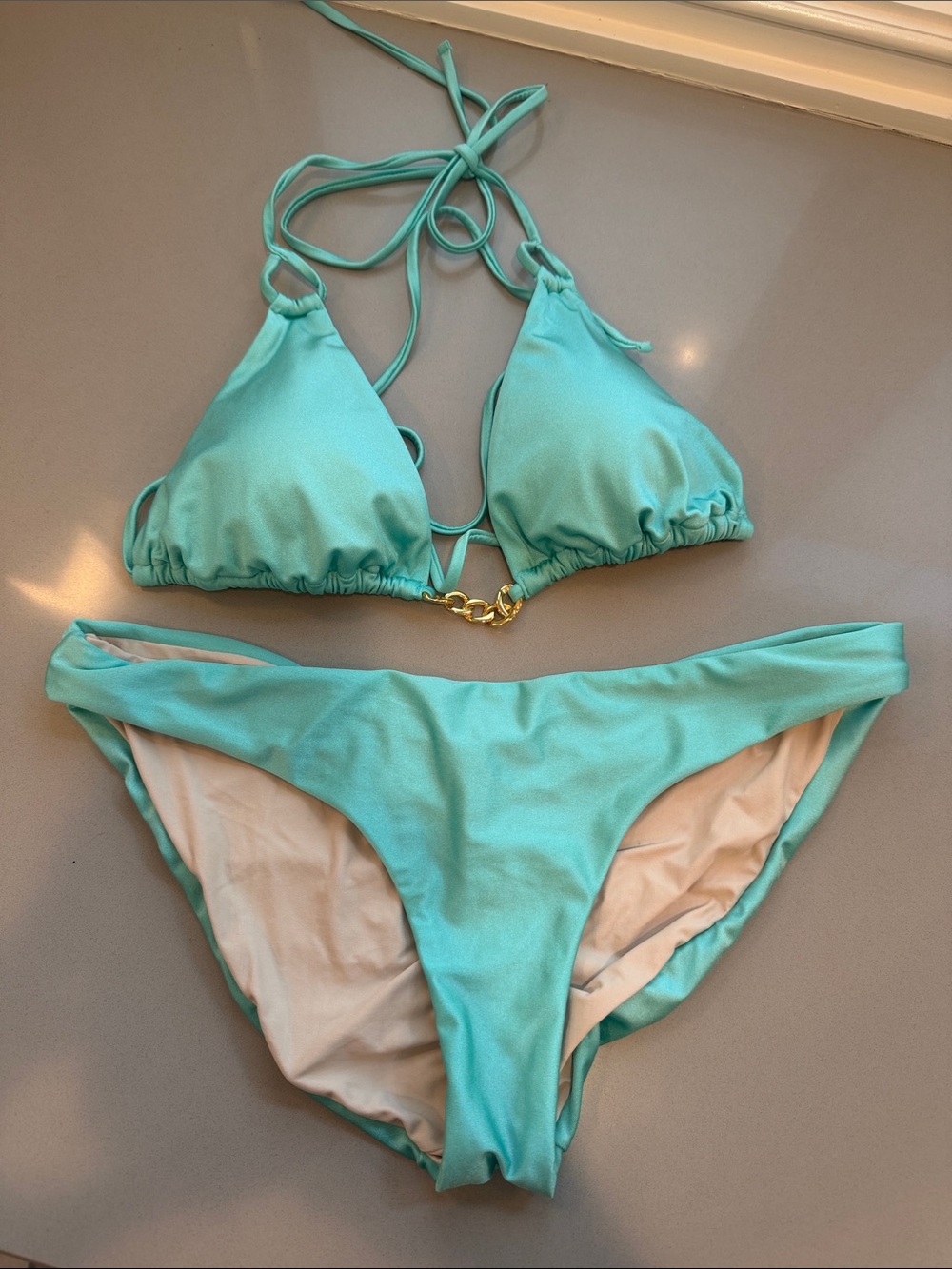PQ Swim Aqua Bikini (top M and bottoms L)